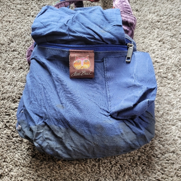 Laurel Burch Dog Patchwork Purse 2 Strap Tote Bag Red Blue Green Colorful Zipper - Picture 5 of 14